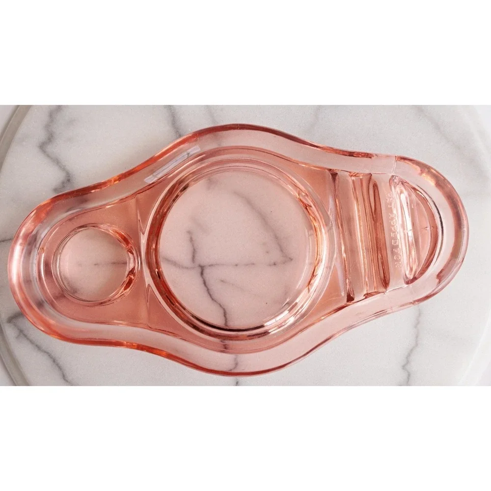 Cambridge Glass Peach-Blo Vintage Vanity Dish Hand Painted
